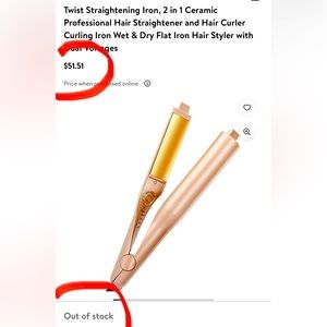 Revolution Twist Straighten Iron Rose Gold 2-In-1 Straightener / Curling Iron